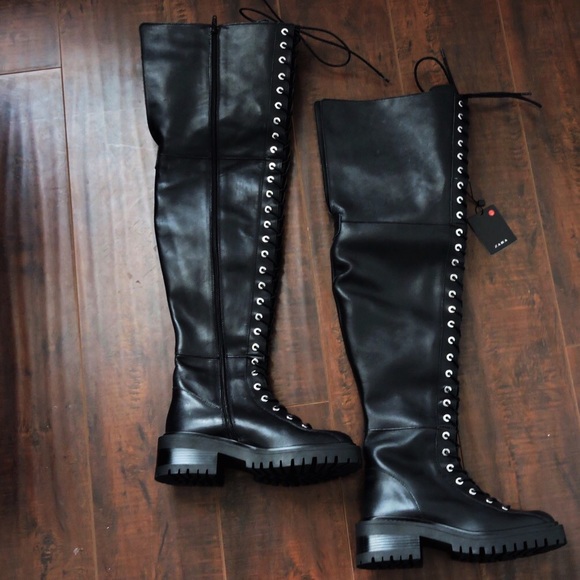 Zara over-the-knee lace up boots - Picture 6 of 8